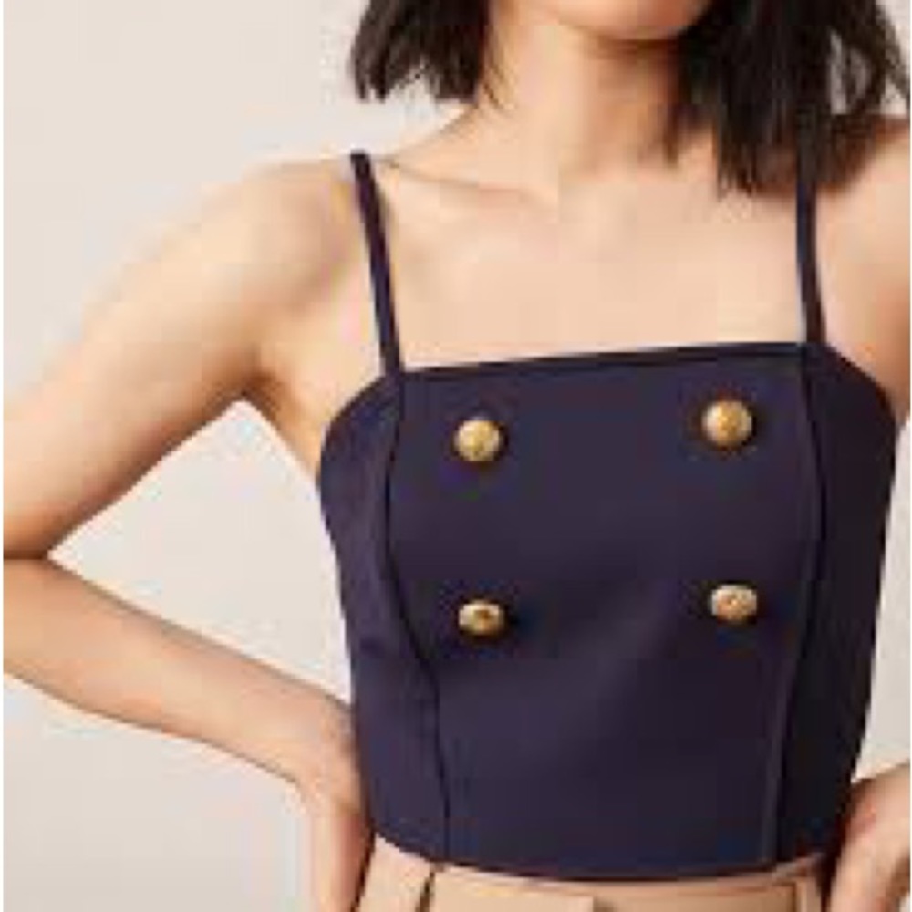 Eva Franco Ponte Trench Blouse - Navy from Anthropologie like new